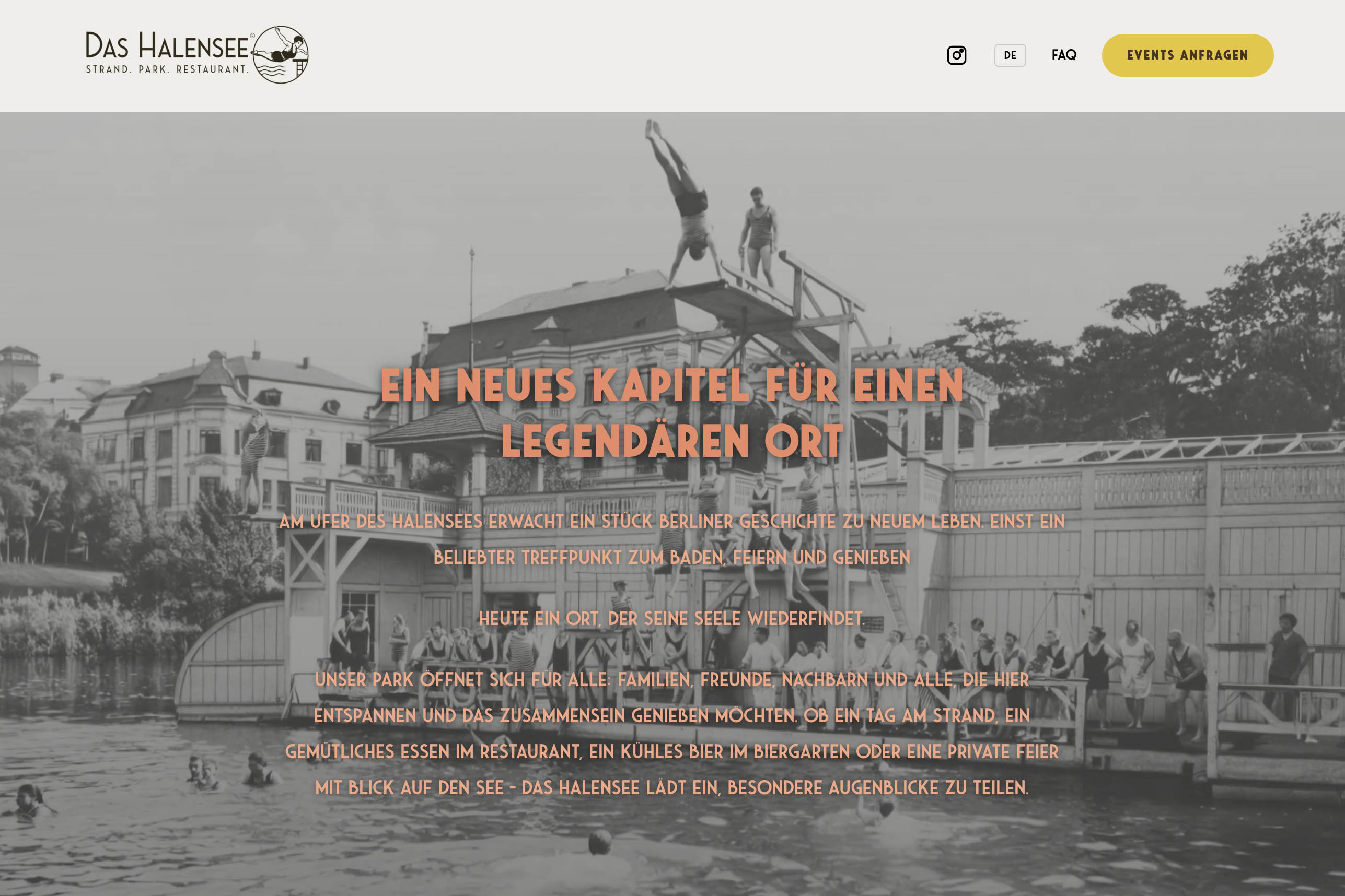 Das Halensee — Homepage Venues Section with Art-Deco Illustrations