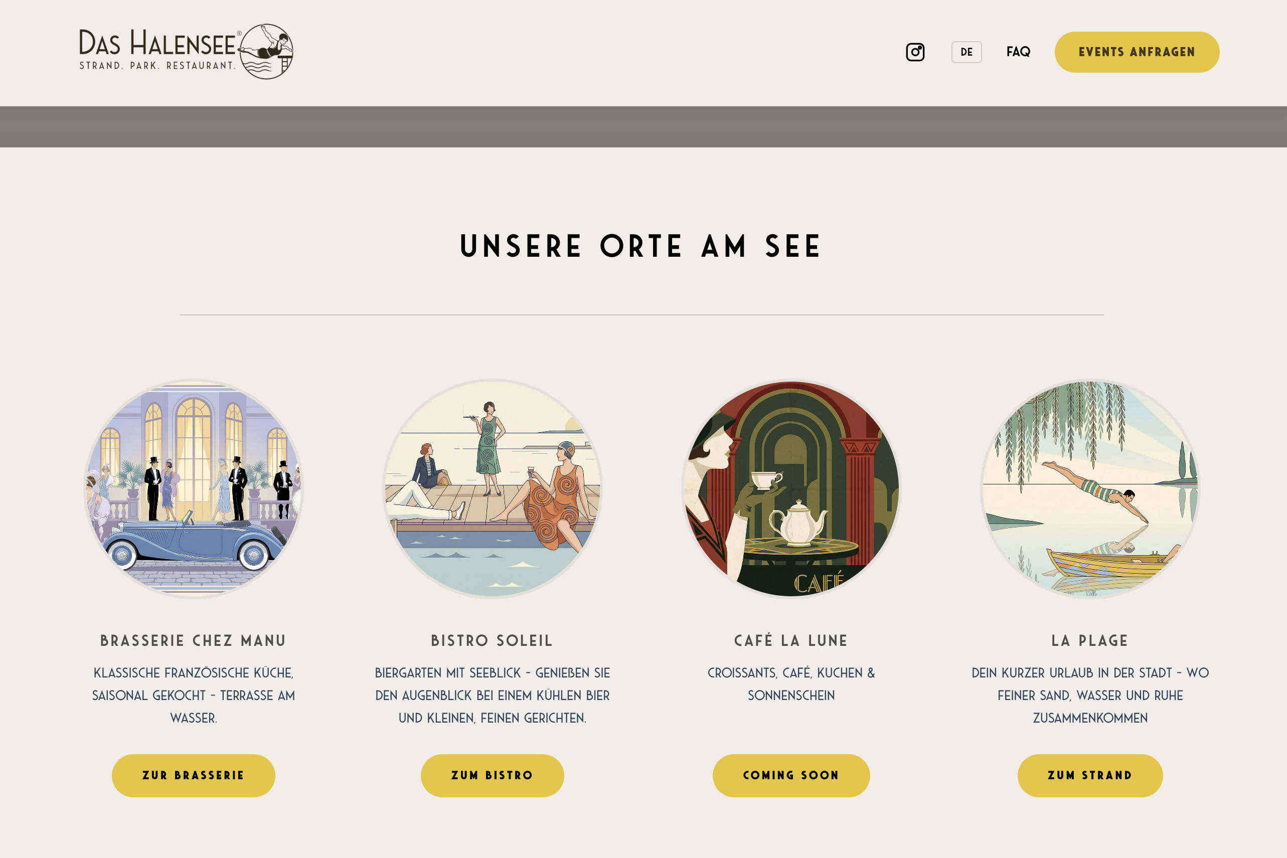 Das Halensee — La Plage Strand Hero with Opening Hours